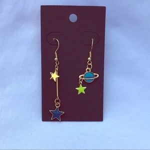 Moon star space earrings